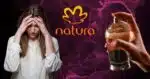 Mulher triste, logo Natura e perfume (Fotos: Reproduções / Canva / Internet)