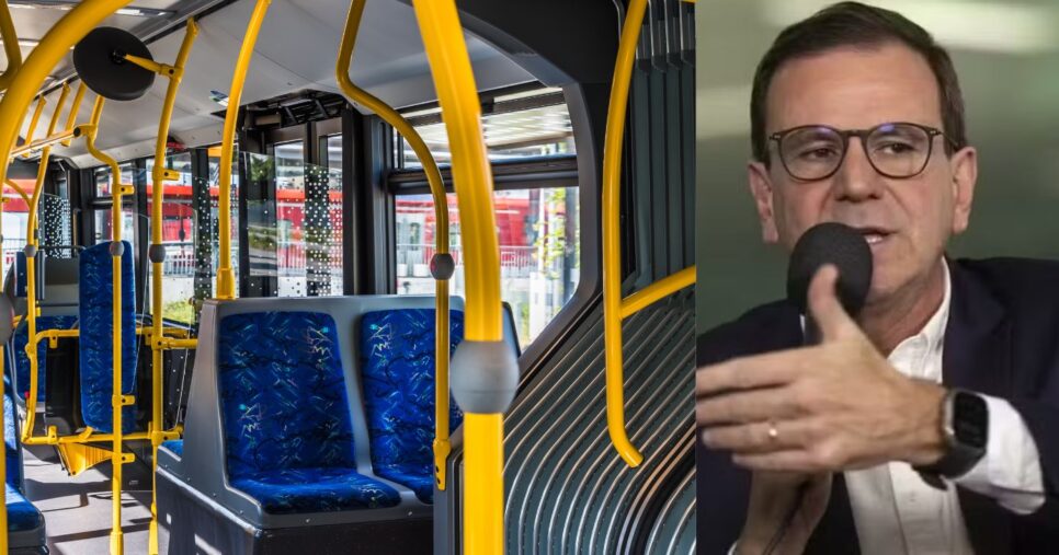 Ônibus e Eduardo Paes (Fotos: Reproduções / Canva / Globo)
