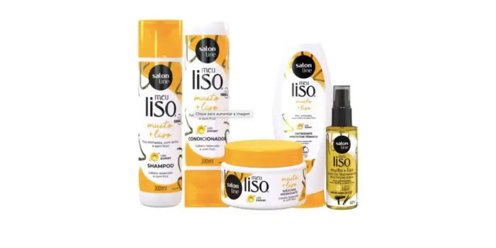 Produtos Meu Liso Muito + Liso acaba com o frizz no cabelo (Foto: Reprodução / Salon Line) Produtos Meu Liso Muito + Liso acaba com o frizz no cabelo (Foto: Reprodução / Salon Line)