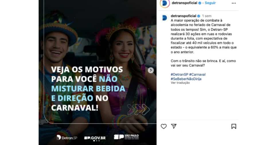 Comunicado do Detran (Reprodução/Instagram)