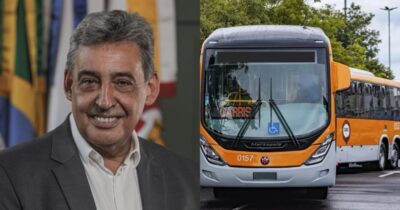 Canetada de Melo atinge ônibus do Porto Alegre (Reprodução/Montagem TV Foco/Canva)