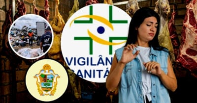 400 kg de carne é jogada no lixo após interdição da Vigilância Sanitária em Manaus, AM (Foto Reprodução/Montagem/TV Foco/Canva/Lennita/VISA)