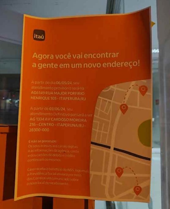 Itaú anunciou o fechamento da agência (Foto: Reprodução / O Norte Fluminense)