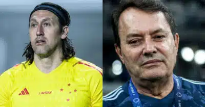 Cruzeiro: Pedrinho BH comunica Cássio sobre saída de goleiro (Foto: Reprodução/Montagem TV Foco)