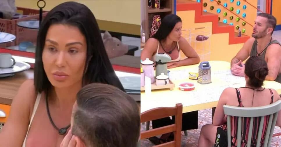 Musa fitness se abre com Daniele e Diego (Foto: Reprodução/Montagem TV Foco)