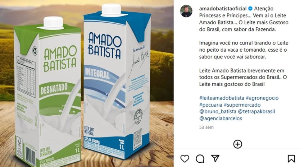 Leite Amado Batista: Anúncio aconteceu em 2024 e vem gerando repercussão até hoje (Foto: Reprodução/ Instagram)