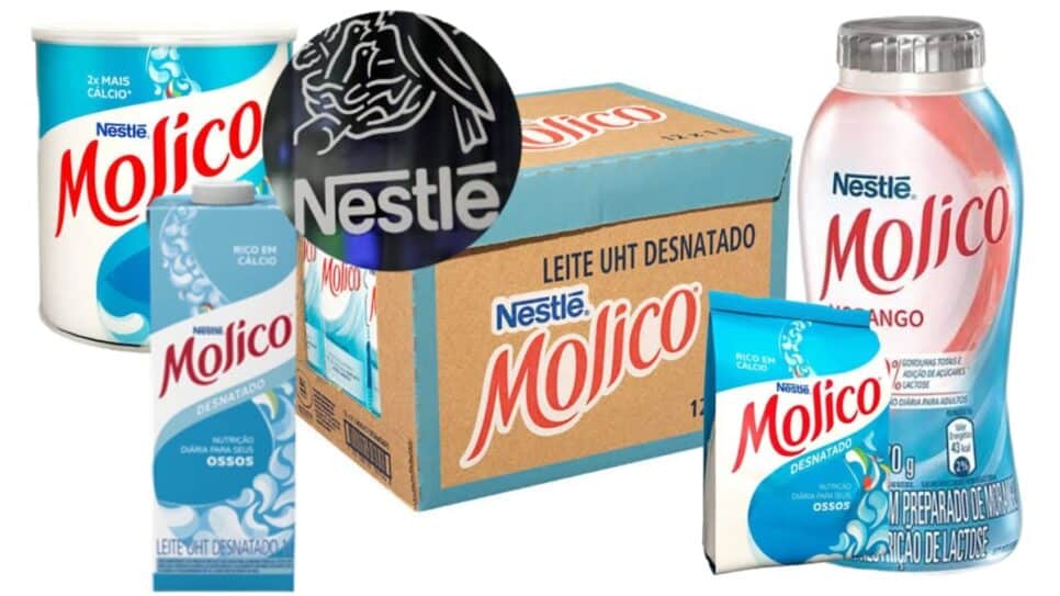 Linha de leites da Molico, um dos grandes rivais no mercado (Foto: Reproduão/ Divulgação Nestlé/ Montagem)