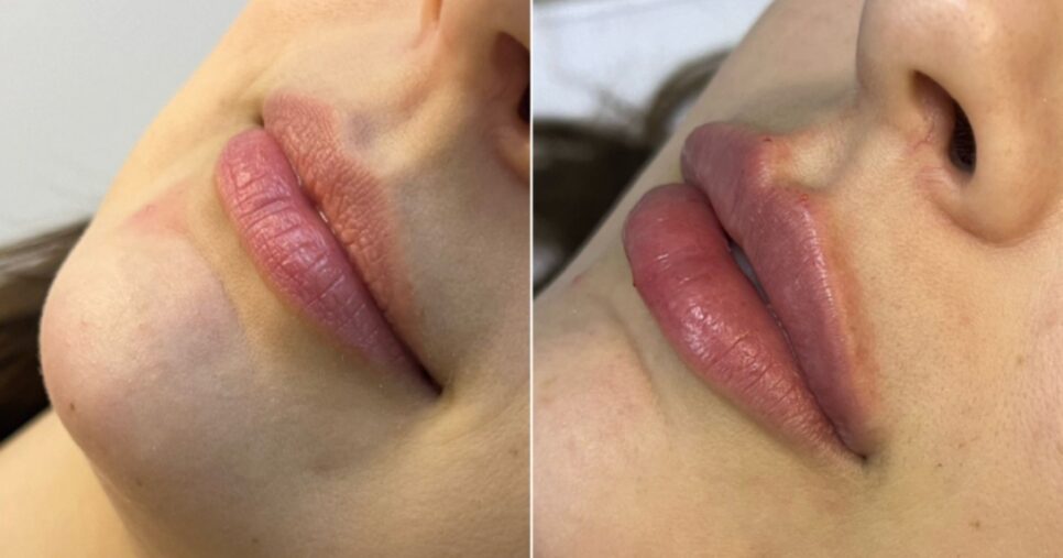 Preenchimento labial caseiro - Foto: Montagem