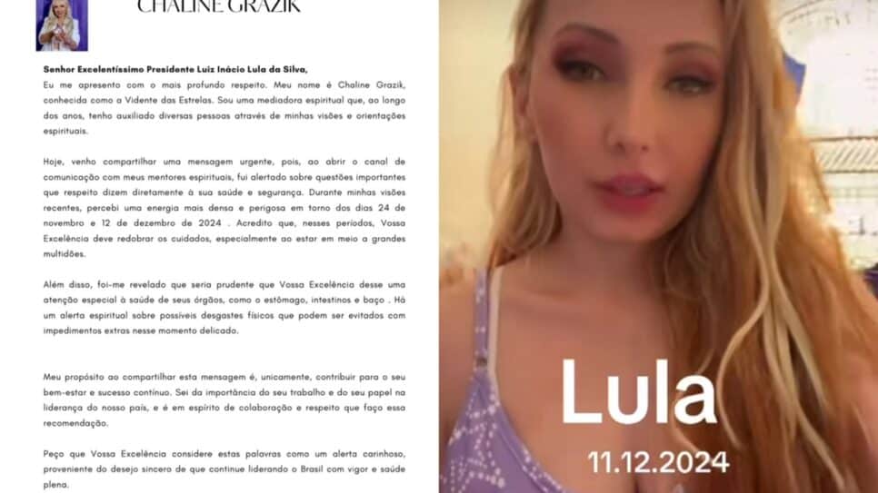 Comunicado da sensitiva e vídeo que ela fala sobre o presidente em seu perfil oficial (Fotos: Reprodução/ Instagram/ Montagem)