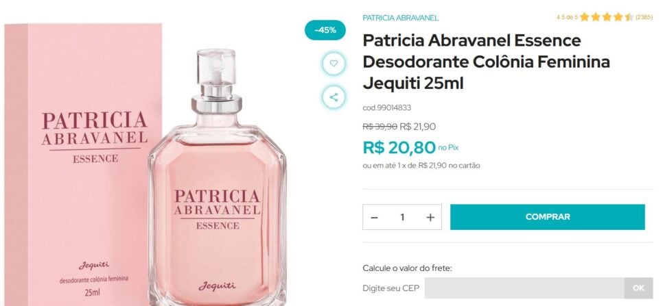 Perfume da Patrícia Abravanel no site oficial da Jequiti (Foto Reprodução/Jequiti)