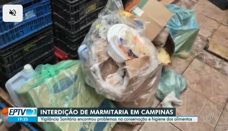 Quantidade de lixo encontrada no interior do estabelecimento em Campinas (Foto Reprodução/Globo)