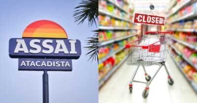 Assaí e ilustração de supermercado fechado (Fotos: Reproduções / Internet / Canva)