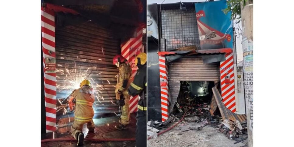 Bombeiros trabalhando no combate às chamas (Foto: Divulgação/CBMMG)