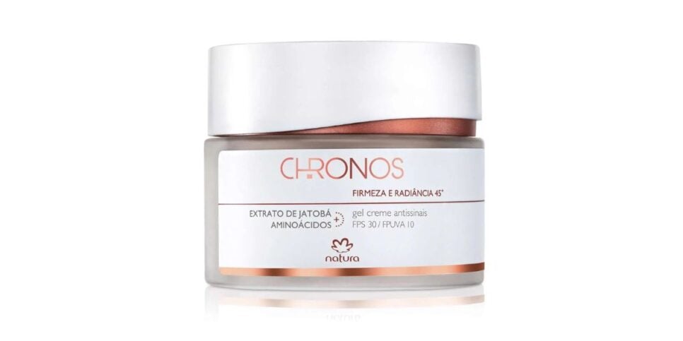O hidratante facial Chronos Gel Creme Antissinais 45+ Dia, da Natura (Foto: Internet)