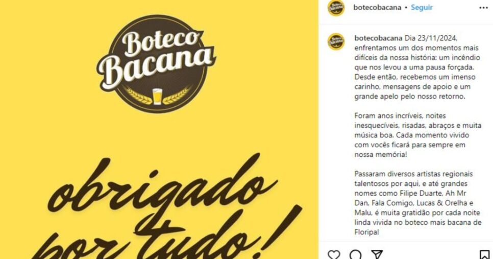 Comunicado do bar