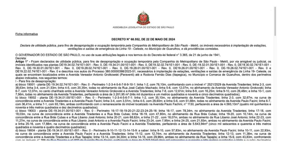 Decreto nº 68.552 (Foto: Reprodução / siite oficial do Governo de São Paulo)