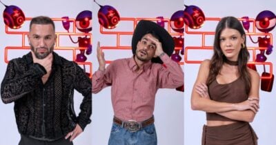 Diego Hypólito, João Gabriel e Vitória Strada no paredão (Foto: Fábio Rocha, Globo)