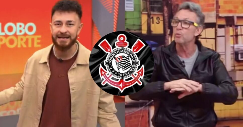 Fred Bruno, bandeira do Corinthians e Neto (Fotos: Reproduções / Globo / Internet/ Band)