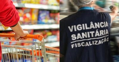 Ilustração mercado e agente da Vigilância Sanitária (Fotos: Reproduções / Canva / Internet)