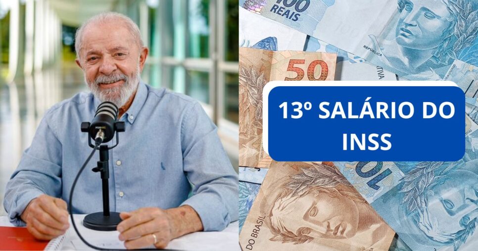 Luiz Inácio Lula da Silva e ilustração 13º salário do INSS (Fotos: Reproduções / Ricardo Stuckert / Canva)