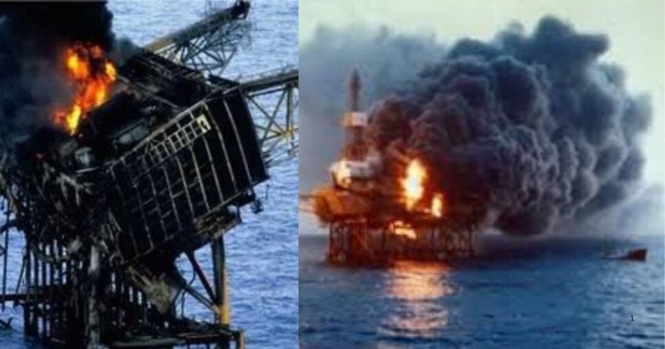 Imagens da explosão da Piper Alpha (Foto Reprodução/Montagem/Reddit/Tv Foco)