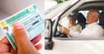 Pessoa segurando CNH e idosos em carro (Fotos: Reproduções / Canva / Freepik)