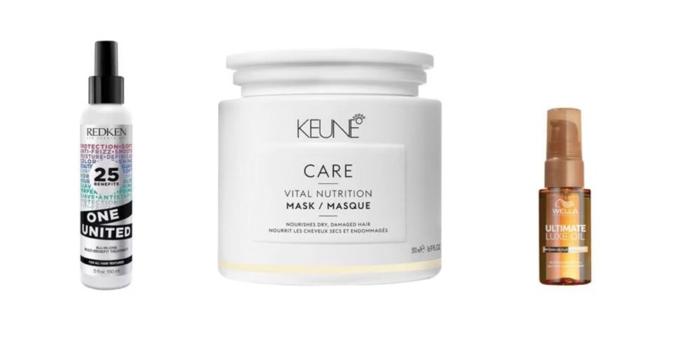 Protetor térmico, máscara de nutrição e óleo capilar (Fotos: Reproduções / Sephora)