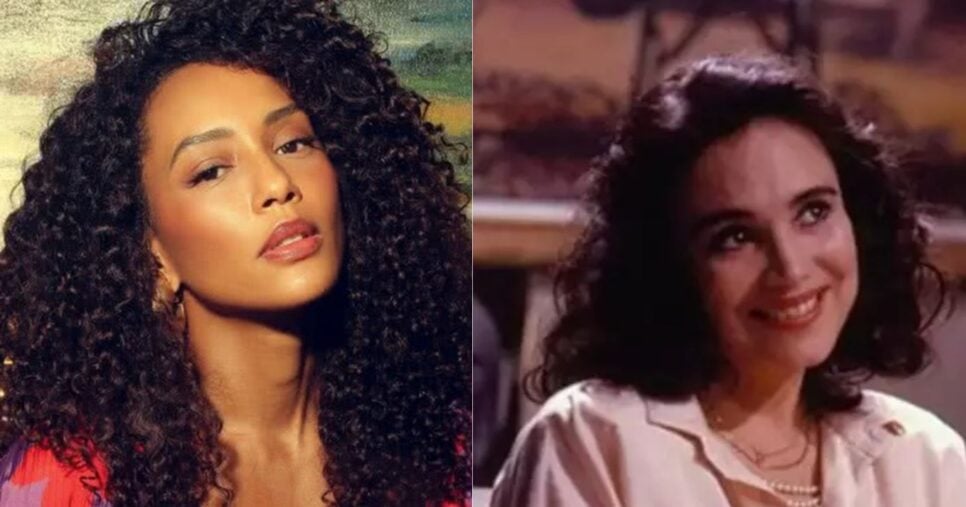 Taís Araújo com cabelo super brilhante e volumoso como "Raquel", em remake de Vale tudo/ Regina Duarte, também como Raquel na versão original, com cabelo mega brilhante (Foto Reprodução/Instagram)
