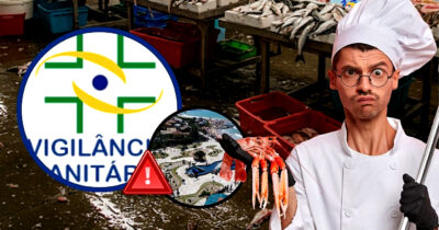 Peixaria entra no facão da Vigilância Sanitária em município do Rio de Janeiro, RJ (Foto Reprodução/Montagem/Lennita/Tv Foco/Canva)