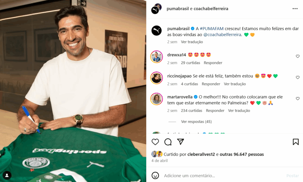 Abel Ferreira é o novo embaixador da Puma - (Foto: Intagram)