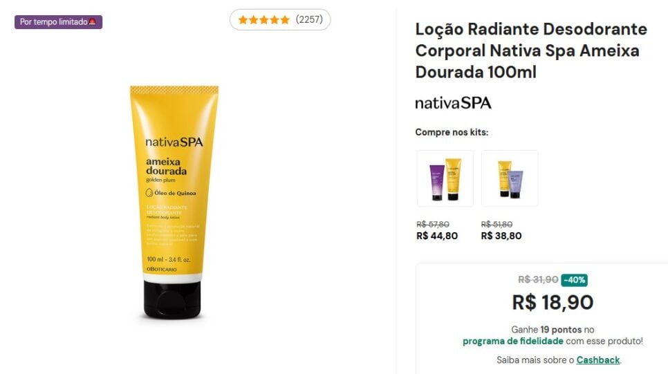 Loção Radiante Desodorante Corporal (Foto: Reprodução / O Boticário)


