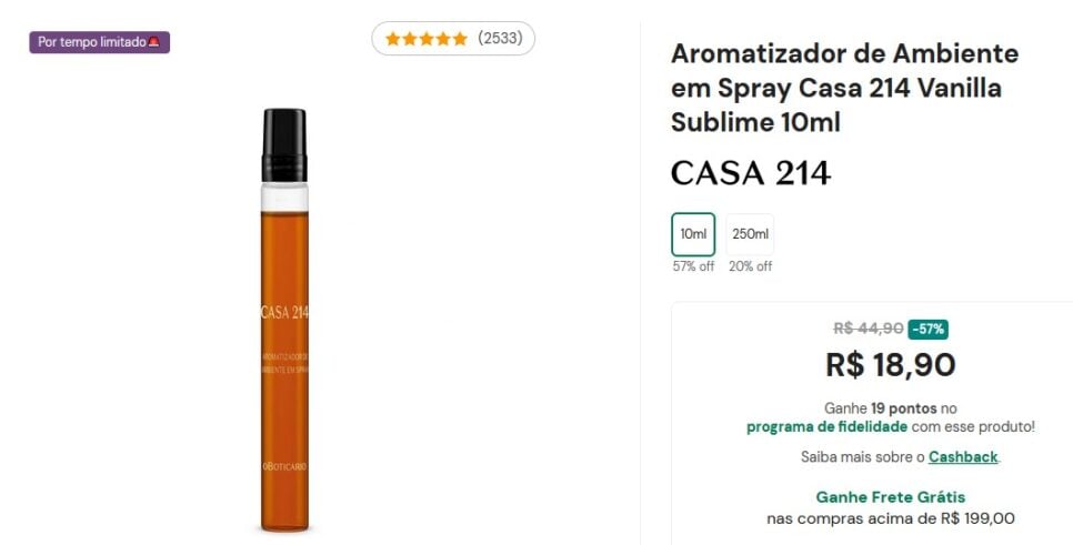 Aromatizador de Ambiente O Boticário (Foto: Reprodução / Site da Marca)

