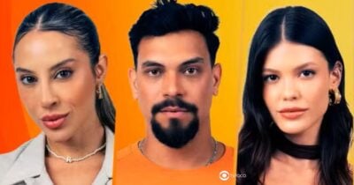 Renata, Vinícius e Vitória estão no paredão do BBB25 (Foto: Reprodução / Globo / Montagem TV Foco)