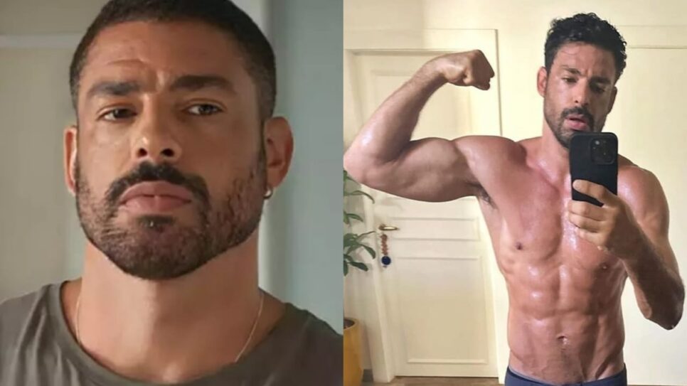 "Tem bafo e fede", ironiza apresentador de TV sobre galã de corpo escultural (Foto: Reprodução/ TV Globo/ Instagram/ Montagem)