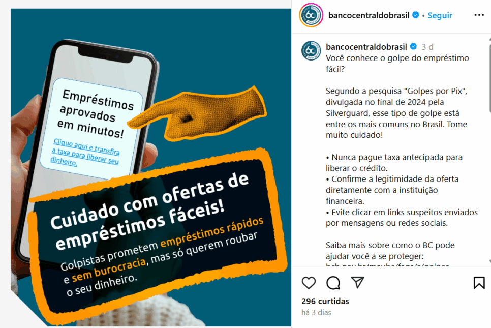 Comunicado do Banco Central - (Foto: Instagram)