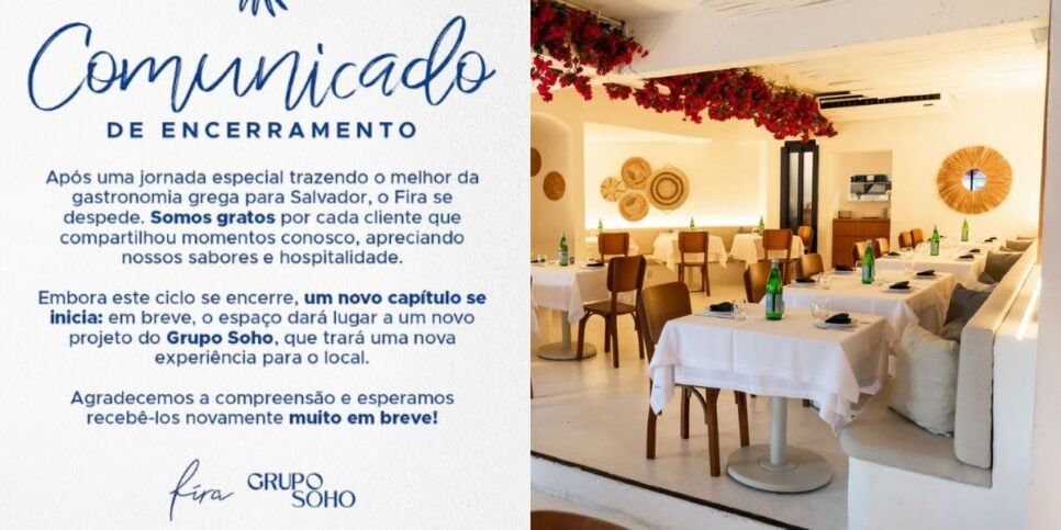 Comunicado oficial do encerramento do restaurante (Reprodução: Instagram)