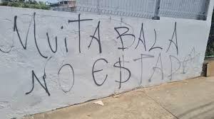 Pichação com a frase "Muita bala no estado" (Foto Reprodução/JurisBahia)