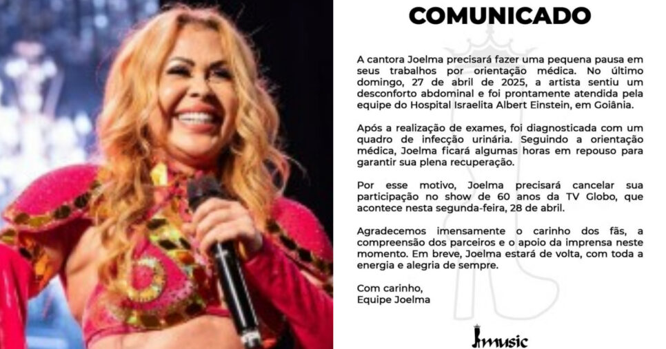 Joelma revela que não participará da homenagem de 60 anos da TV Globo (Foto: Reprodução/Montagem TV Foco)