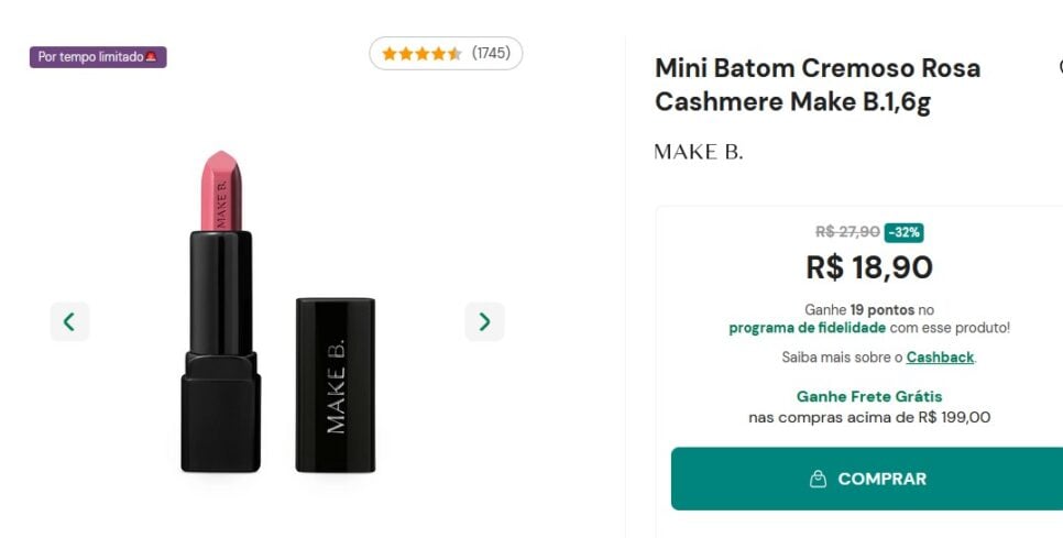 Mini Batom Cremoso (Foto: Reprodução / Site da Marca)