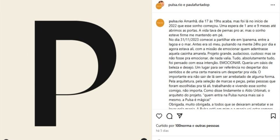 Comunicado oficial da Pulsa (Reprodução: Instagram)