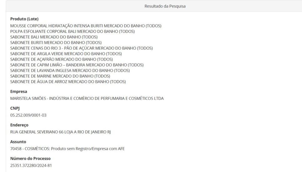 Resolução da ANVISA com ação contra lotes de sabonete parte 1 (Foto Reprodução/ANVISA)