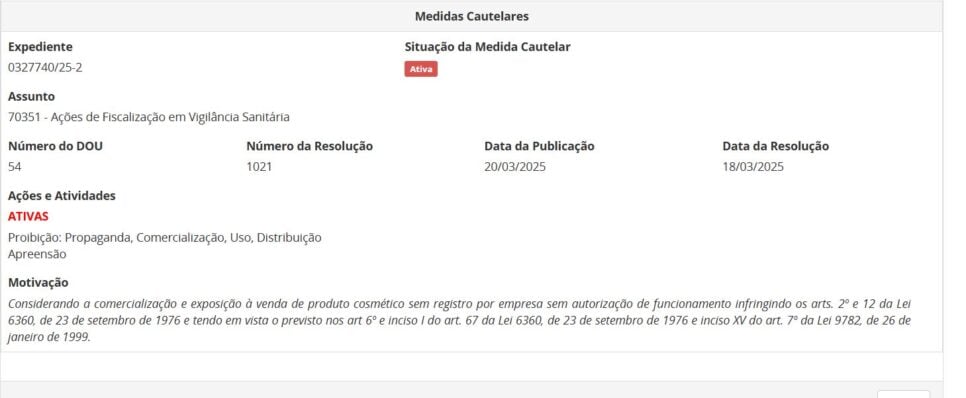 Resolução da ANVISA contra a Brimless (Foto: Reprodução/ANVISA)
