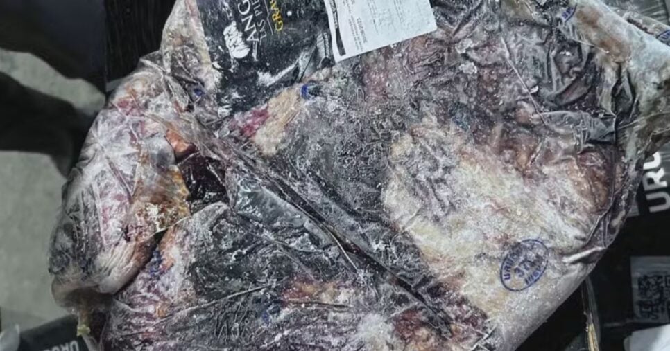 Carne apresentava mau odor e aspecto apodrecido (Foto Reprodução/Globo)