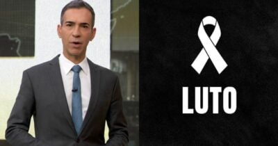 César Tralli e imagem de luto (Fotos: Reproduções / Globo / Canva)