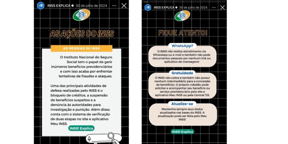 Comunicado do Instituto Nacional do Seguro Social (Foto: Reprodução / Instagram)