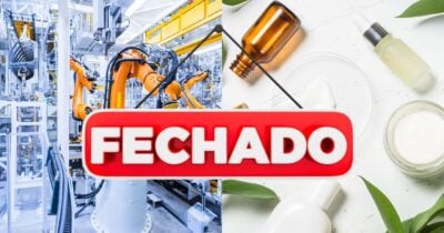 Ilustração fábrica de cosméticos fechada (Fotos: Reproduções / Canva / Freepik)