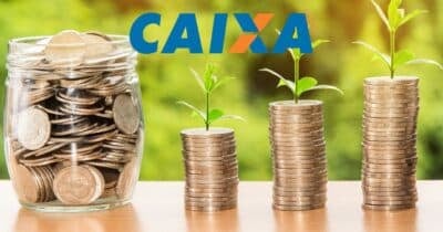 Ilustração poupança e logo Caixa (Fotos: Reproduções / Canva / Internet)