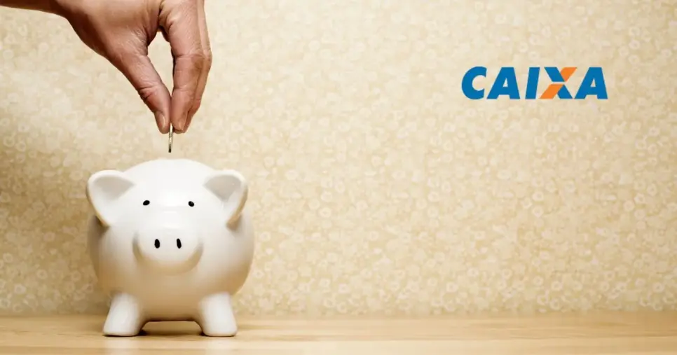 Ilustração poupança e logo da Caixa (Fotos: Reproduções / Canva / Internet) Ilustração poupança e logo da Caixa (Fotos: Reproduções / Canva / Internet)