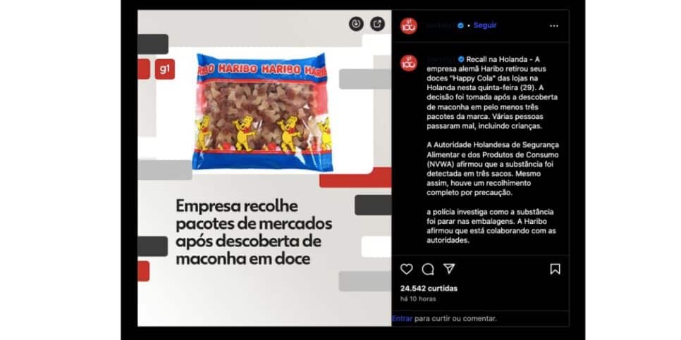 Notícia da Globo (Foto: Reprodução / Instagram)