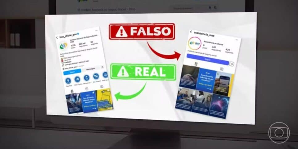 Perfil falso e verdadeiro do INSS (Foto: Reprodução / Globo)